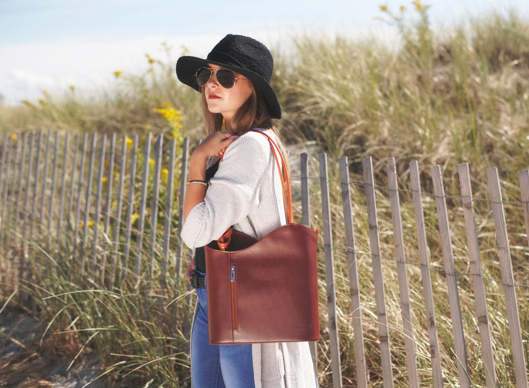 Italian leather handbags showcasing versatile shoulder and crossbody designs