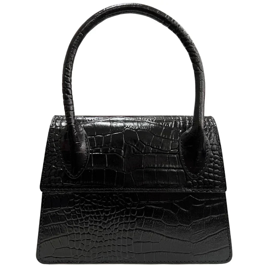Trapeze Black Leather Handbag