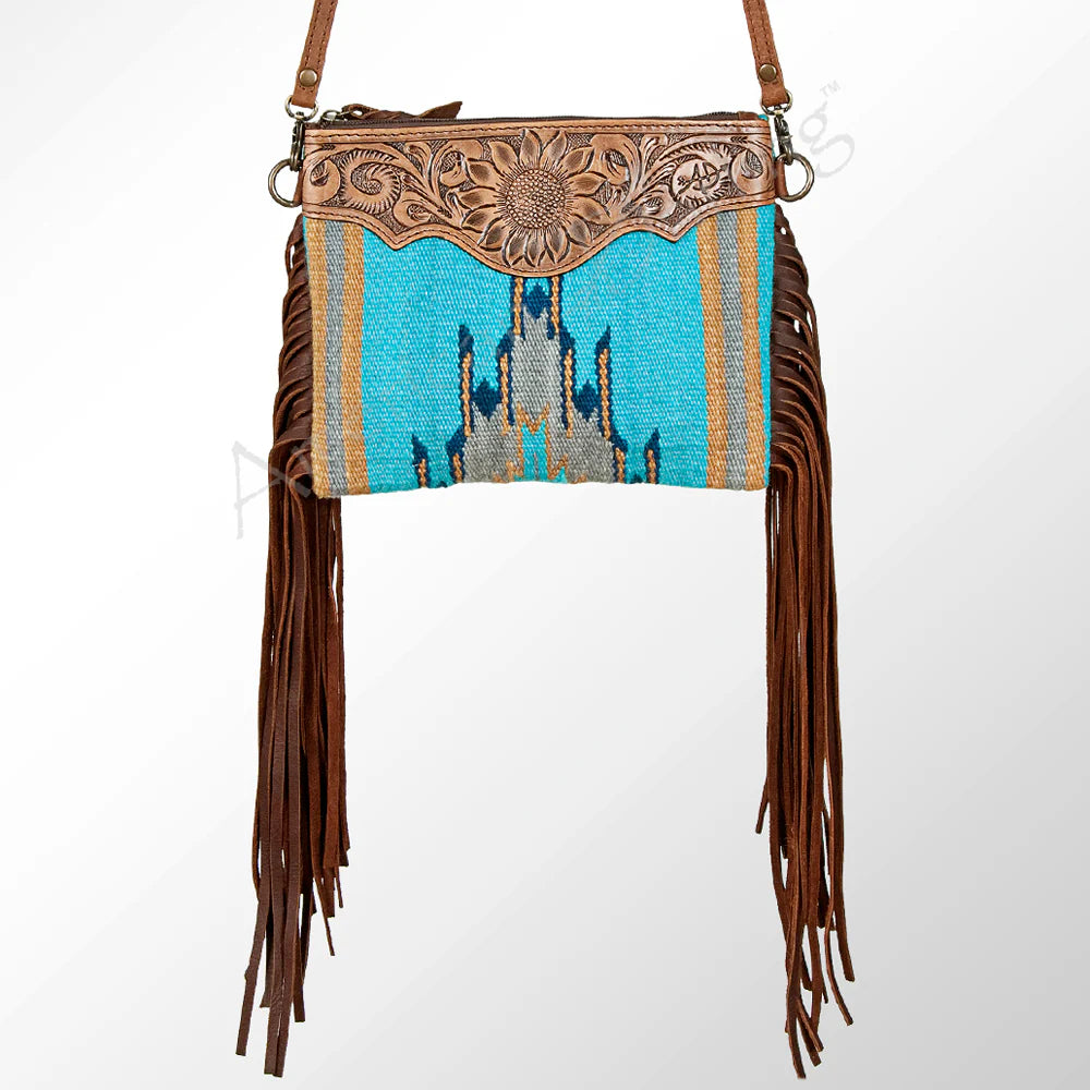 Leather Saddle Blanket Fringe Crossbody