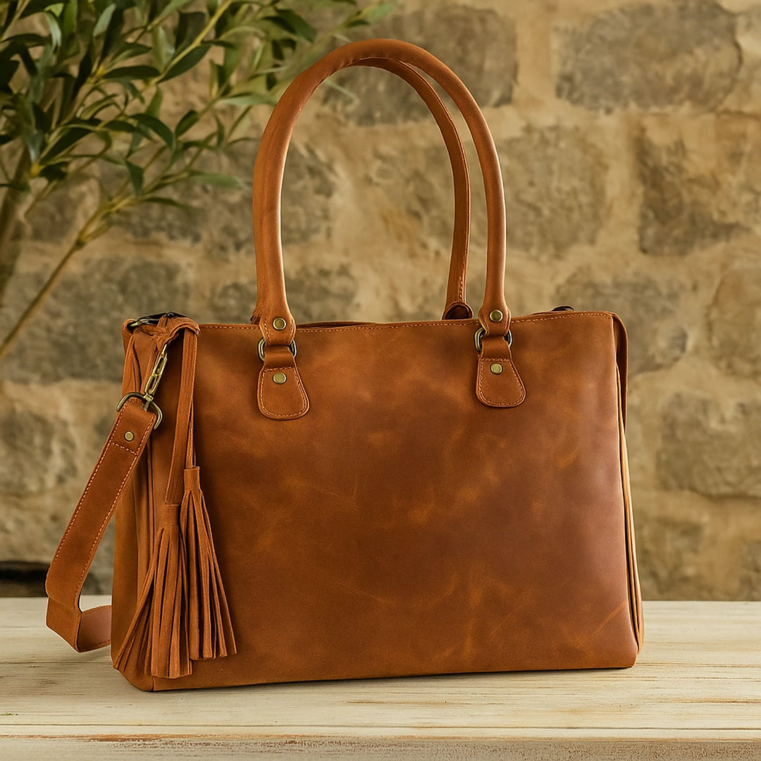 Full-Grain Leather Saddle Handbag-Hides Large Brown