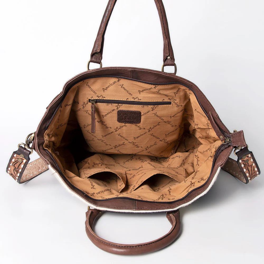 Tooled Leather Handbag w/Shoulder Strap