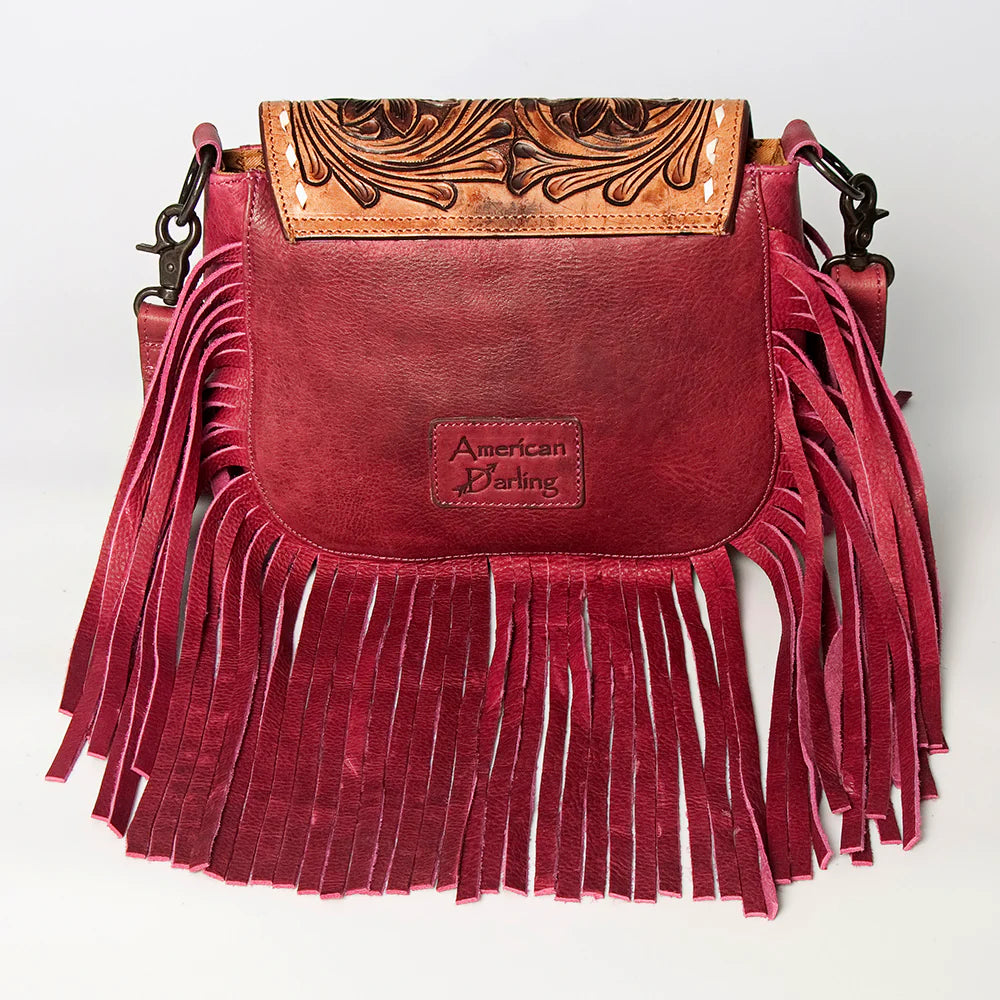 Tooled Leather Fringe Crossbody