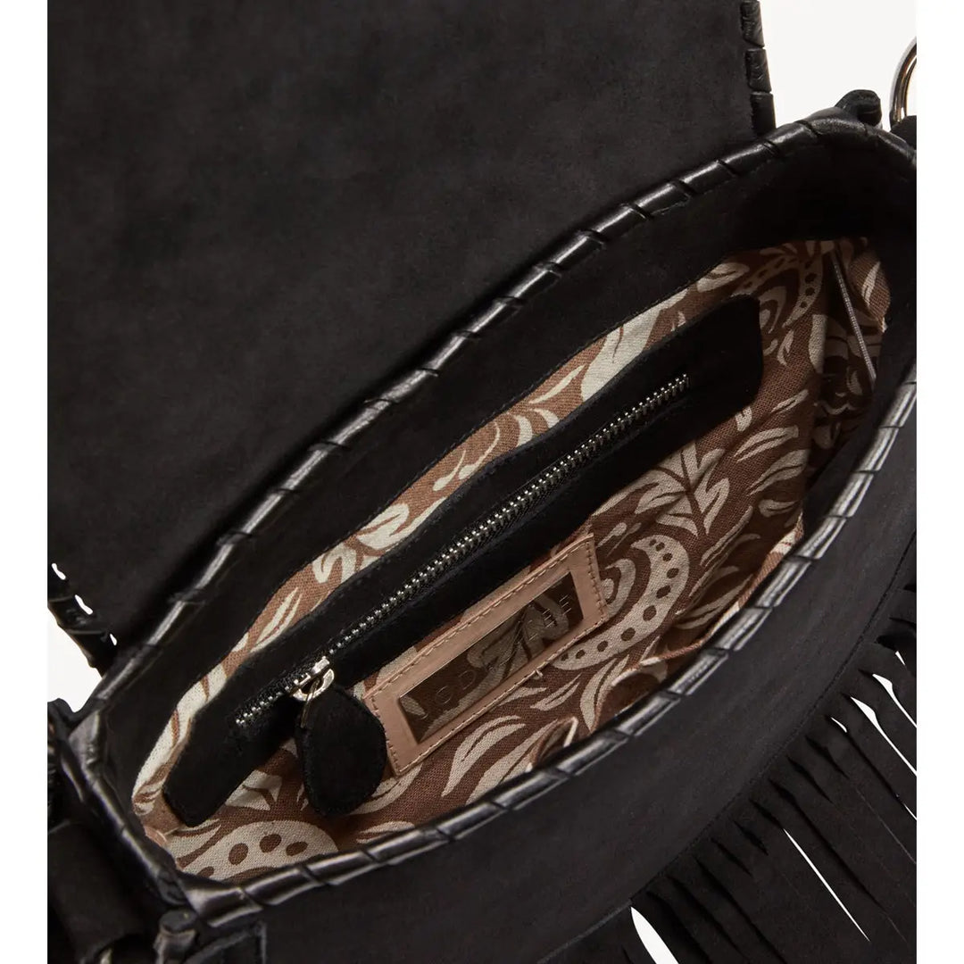 Akaroa Rose Fringed Leather Shoulder Bag | Handcrafted