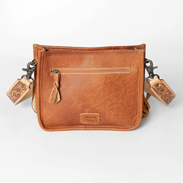 Tooled Leather Fringe Crossbody