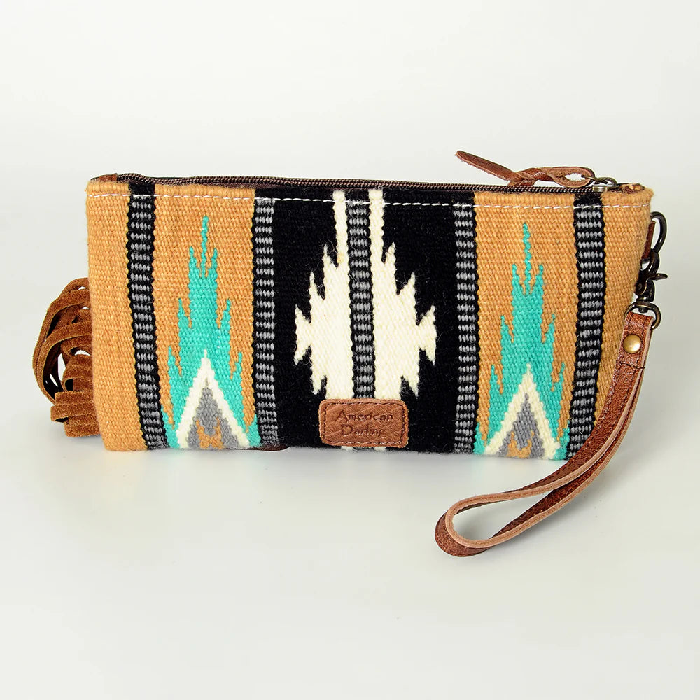 Leather Saddle Blanket Fringe Wristlet