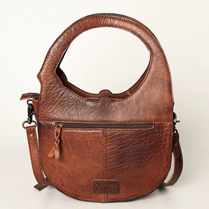 Tooled Leather Handbag with Crossbody Strap