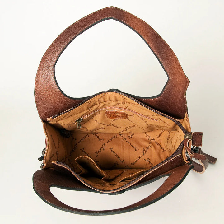 Tooled Leather Handbag with Crossbody Strap