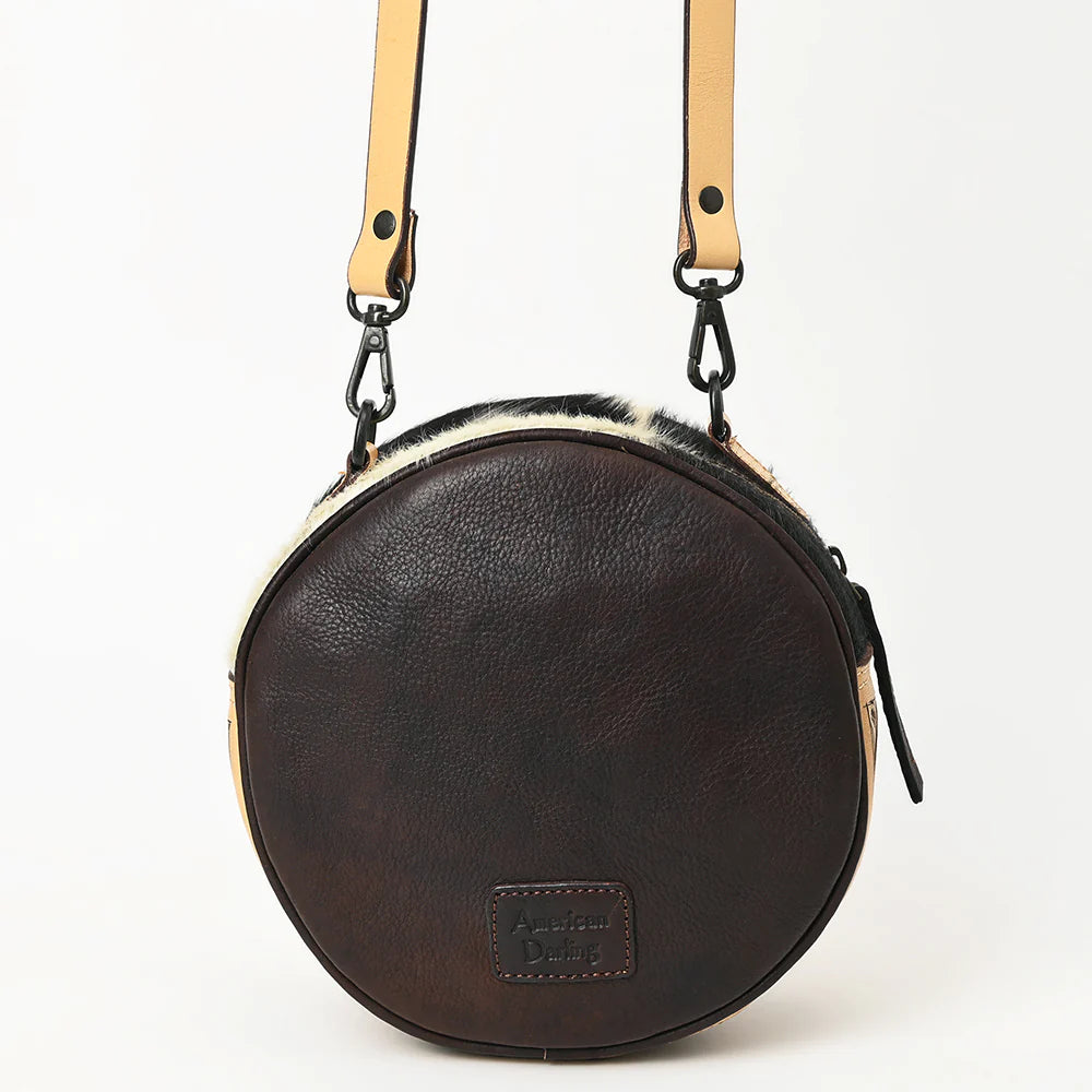 Round Tooled-Leather Shoulder Bag