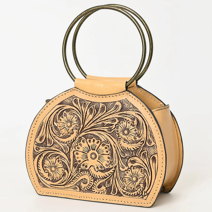 Leather Handbag with Ring Handles