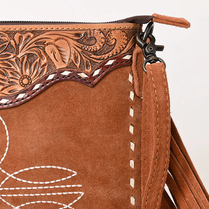 Boot Stitched Tooled Leather Crossbody