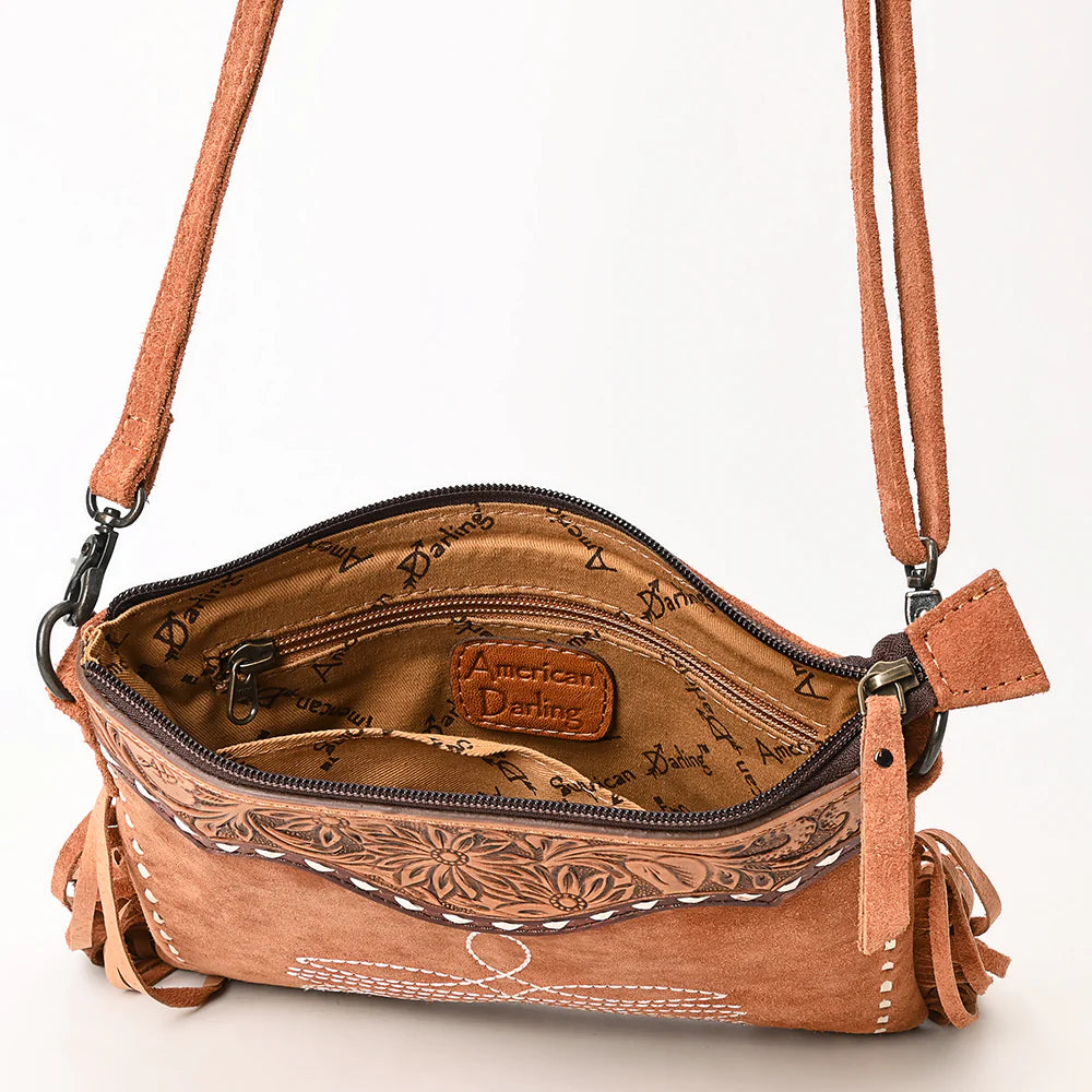 Boot Stitched Tooled Leather Crossbody