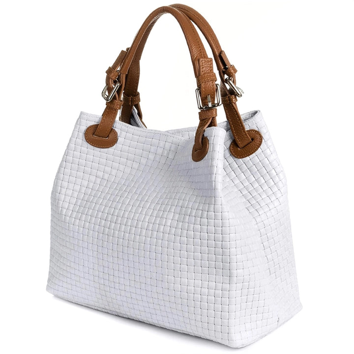 Italian Woven Handbag-Shoulder Strap-Taupe