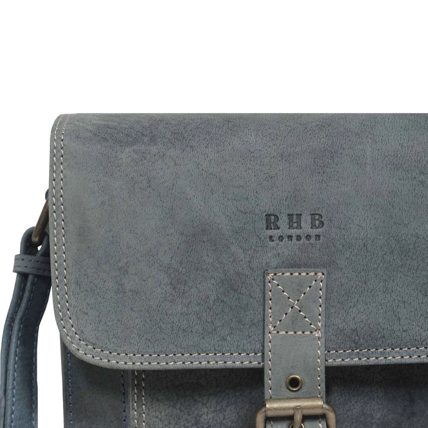 Denim Distressed Leather Ipad Tablet Crossbody Bag