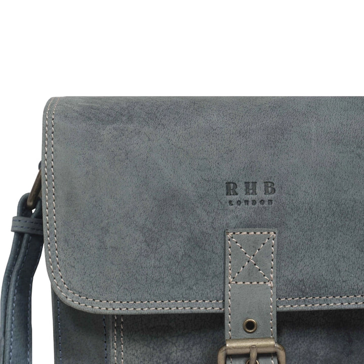 Denim Distressed Leather Ipad Tablet Crossbody Bag