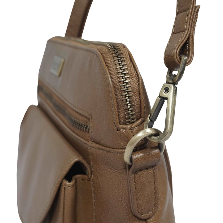 Genuine Tan Leather Crossbody