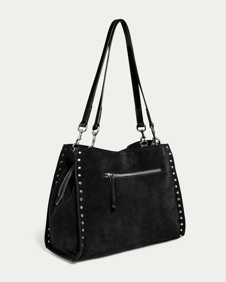 Lenox Studded Triple Entry Satchel Handbag | 100% Genuine Leather