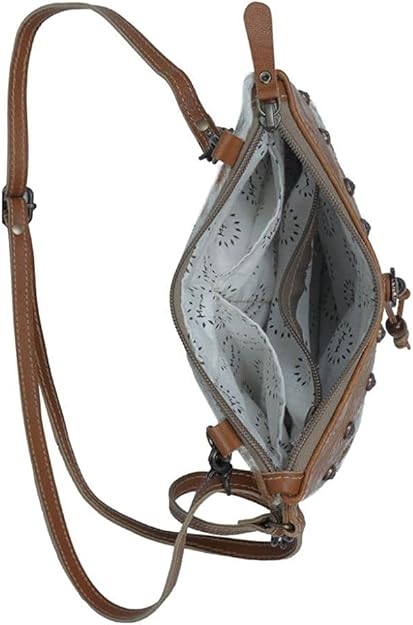 Cowhide Crossbody Bag with Wristlet Strap