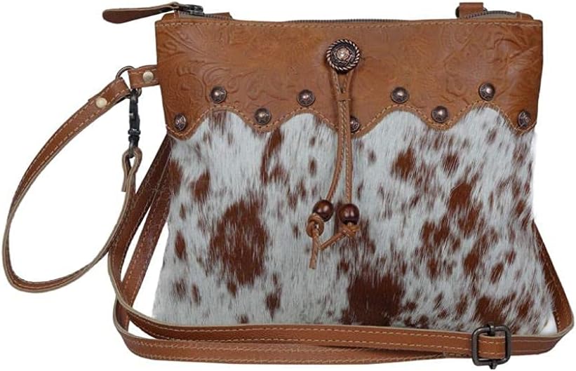 New Myra Western Crossbody sale Bag Leather Cowhide Zip Closure