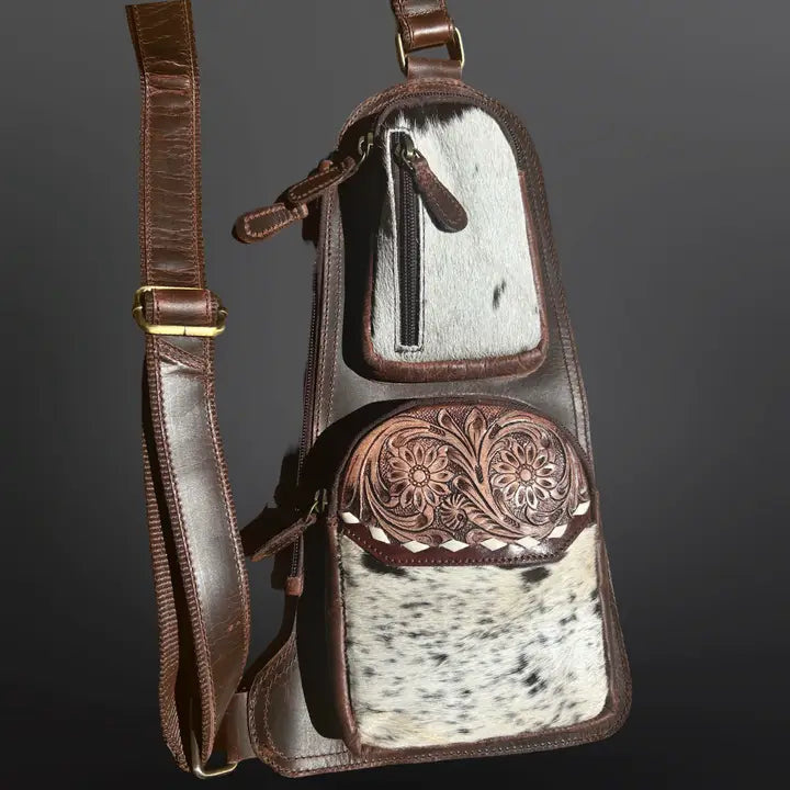 Cowhide Leather Sling Crossbody