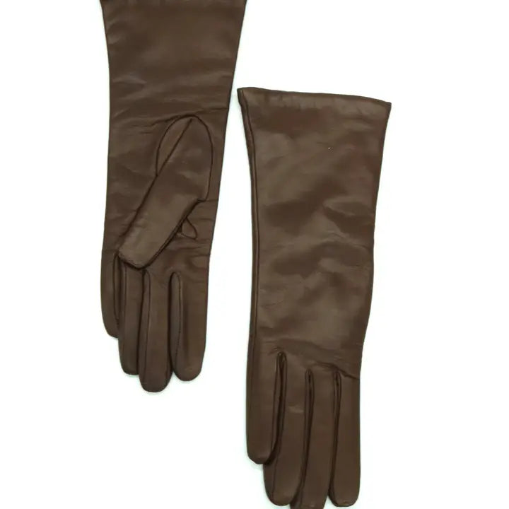 Portolano Italian Nappa Leather Gloves with Cashmier Lining-Teak