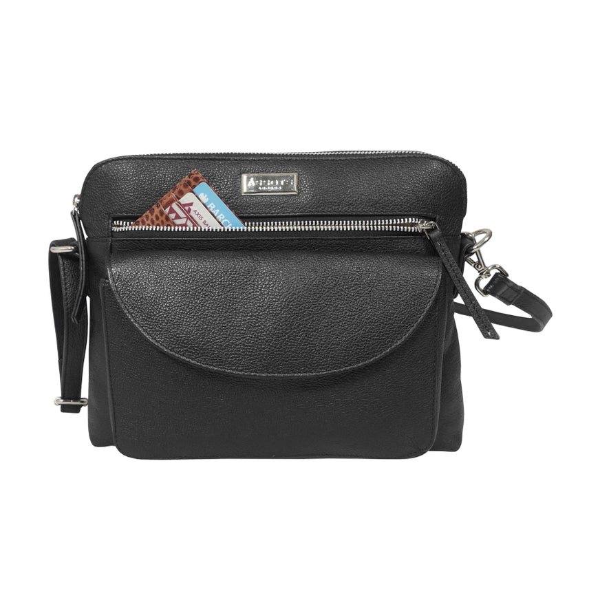 Genuine Black Leather Crossbody