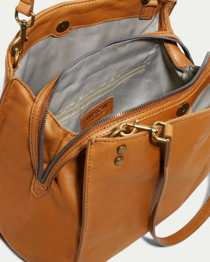 Lenox Triple Entry Satchel Handbag | 100% Genuine USA Leather