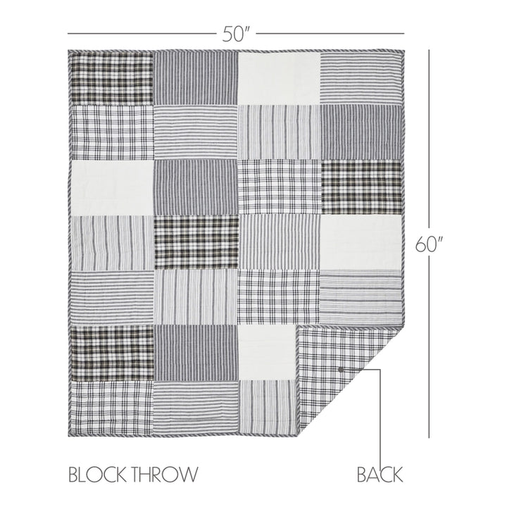 Country Farmhouse Block Quilted Throw-Black/White