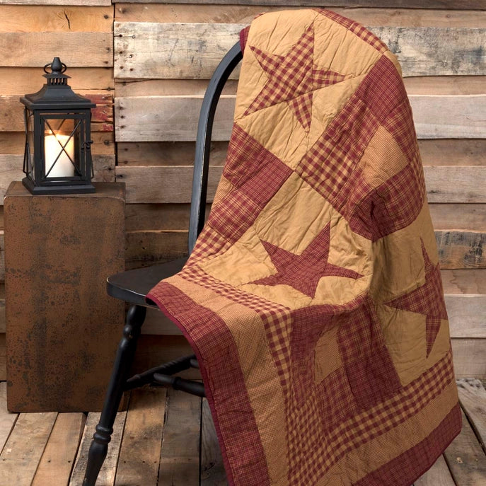 Nine Patch Star Quilted Throw Blanket-Farmhouse Quilt