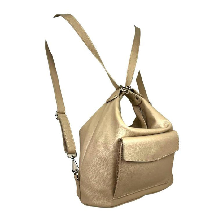 Italian Leather Convertible Backpack-Camel