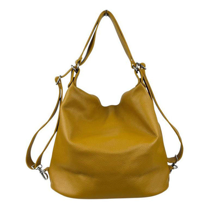 Italian Leather Convertible Backpack-Camel