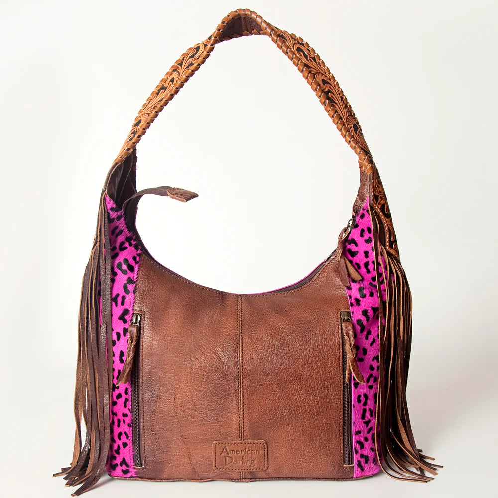 Pink Leopard Leather Bag