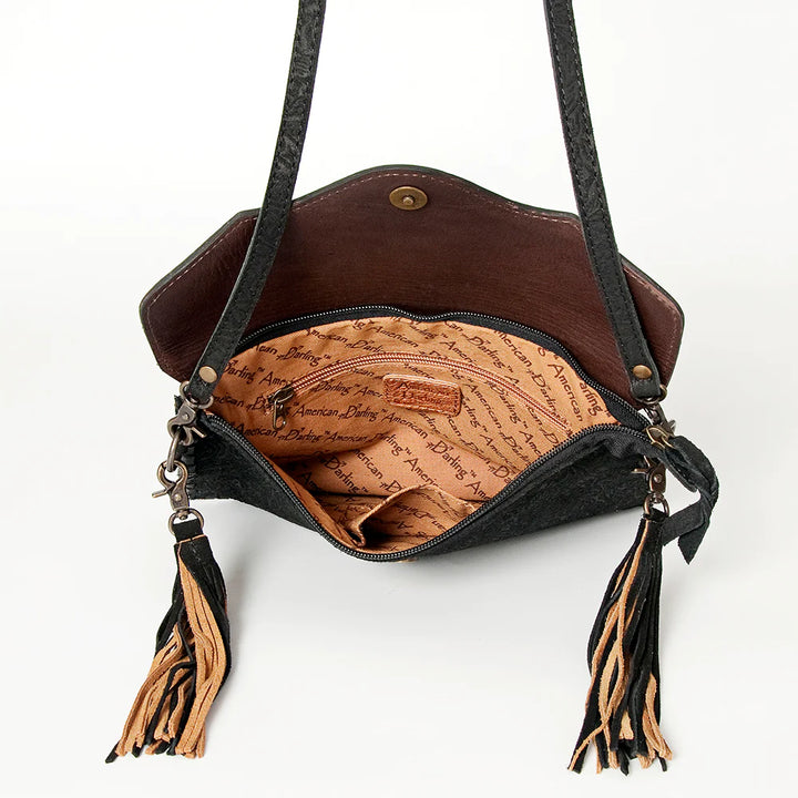 Tooled Leather Clutch Shoulder Bag