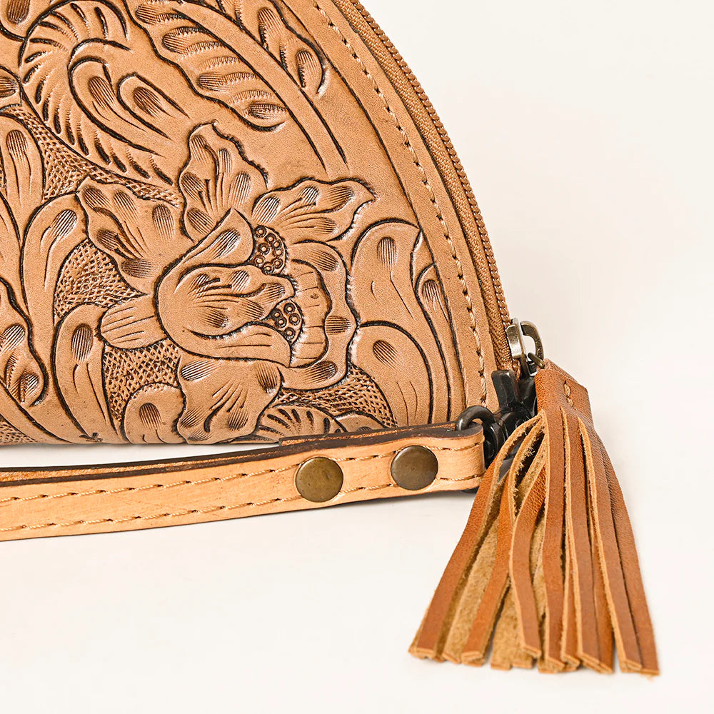 Tooled Leather Wristlet