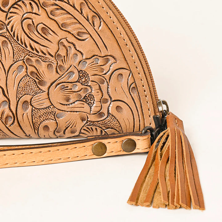 Tooled Leather Wristlet