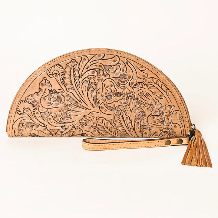 Tooled Leather Wristlet