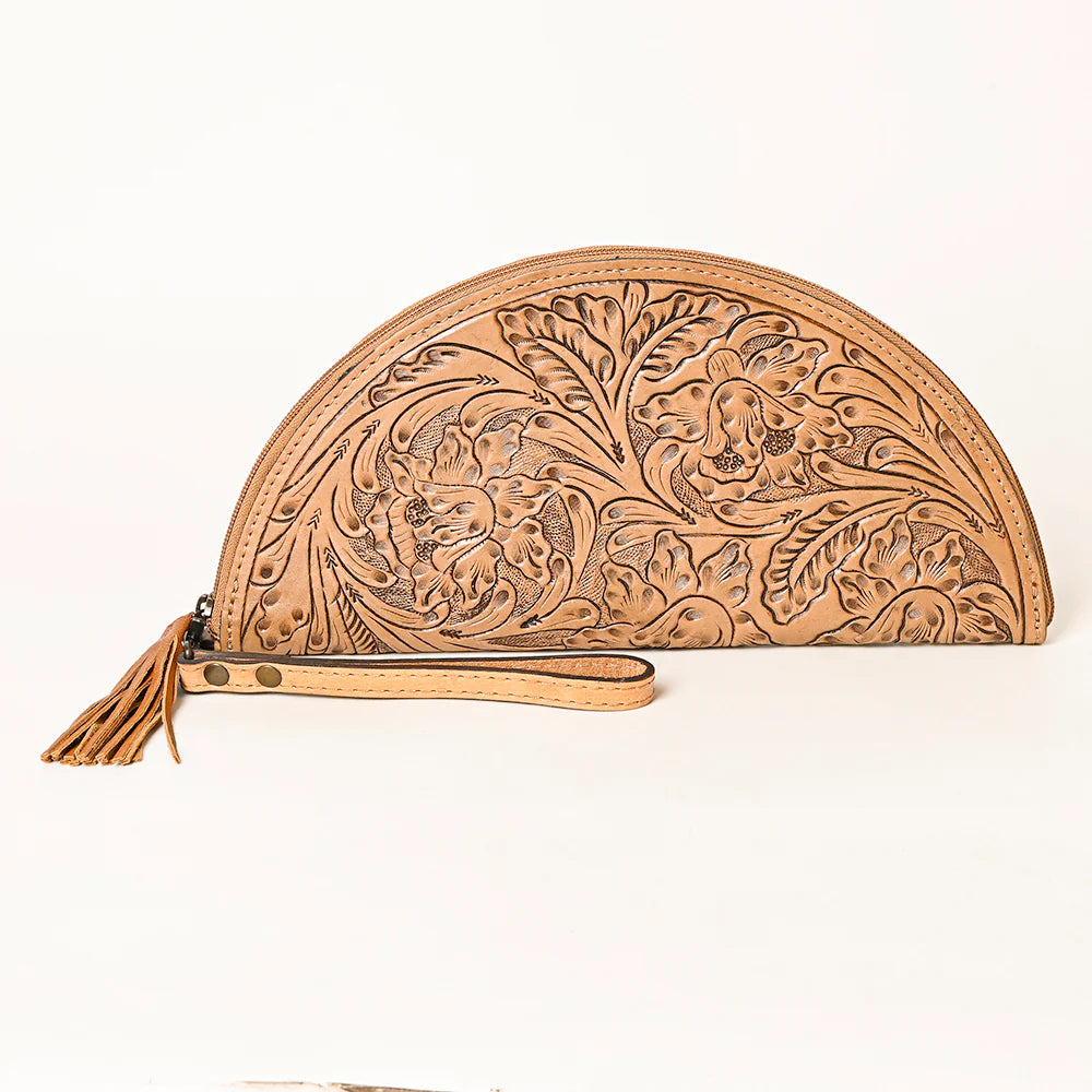 Tooled Leather Wristlet