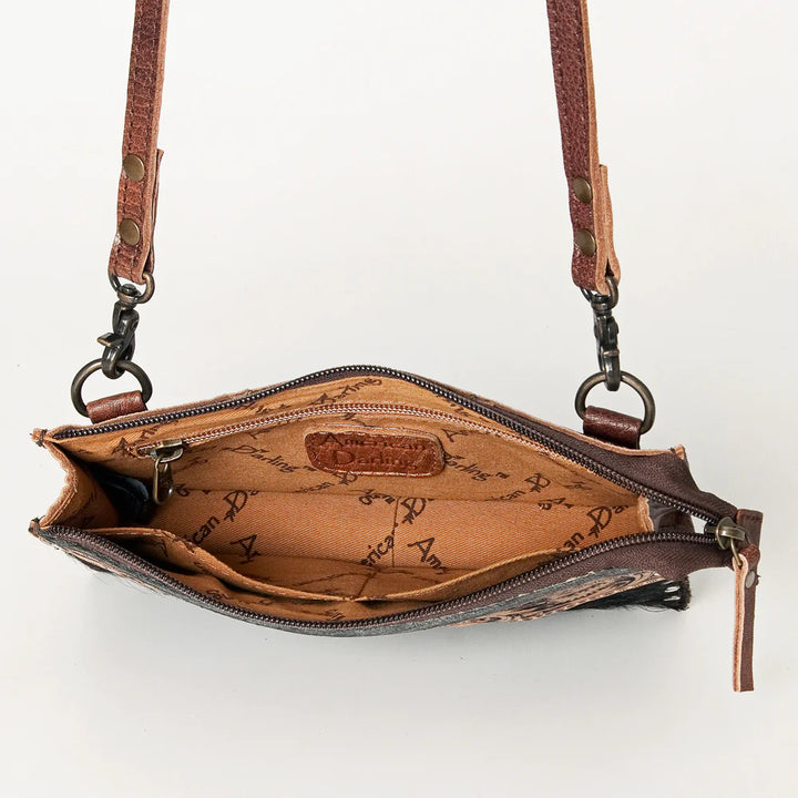 Tooled Leather Clutch Shoulder Bag