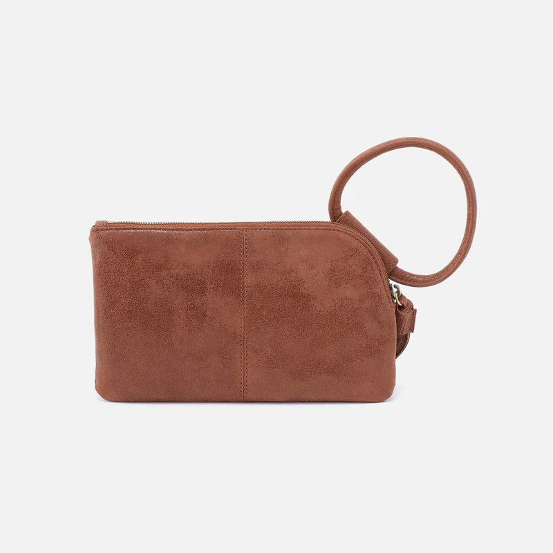 Back 
view of  HOBO Sable Wristlet in Burnished Saddle