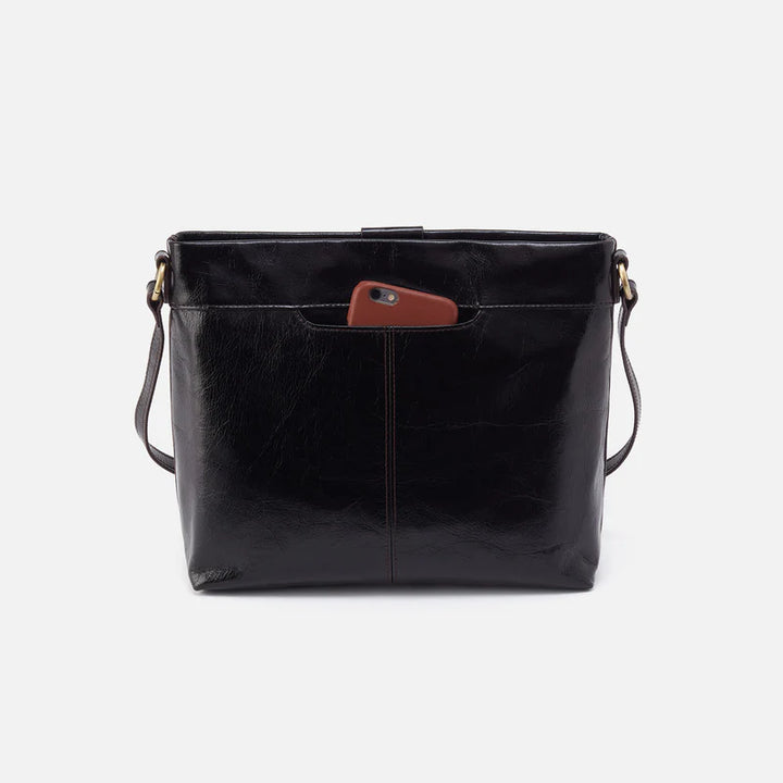 Back view of HOBO Romy Crossbody in black showing rear slip pocket