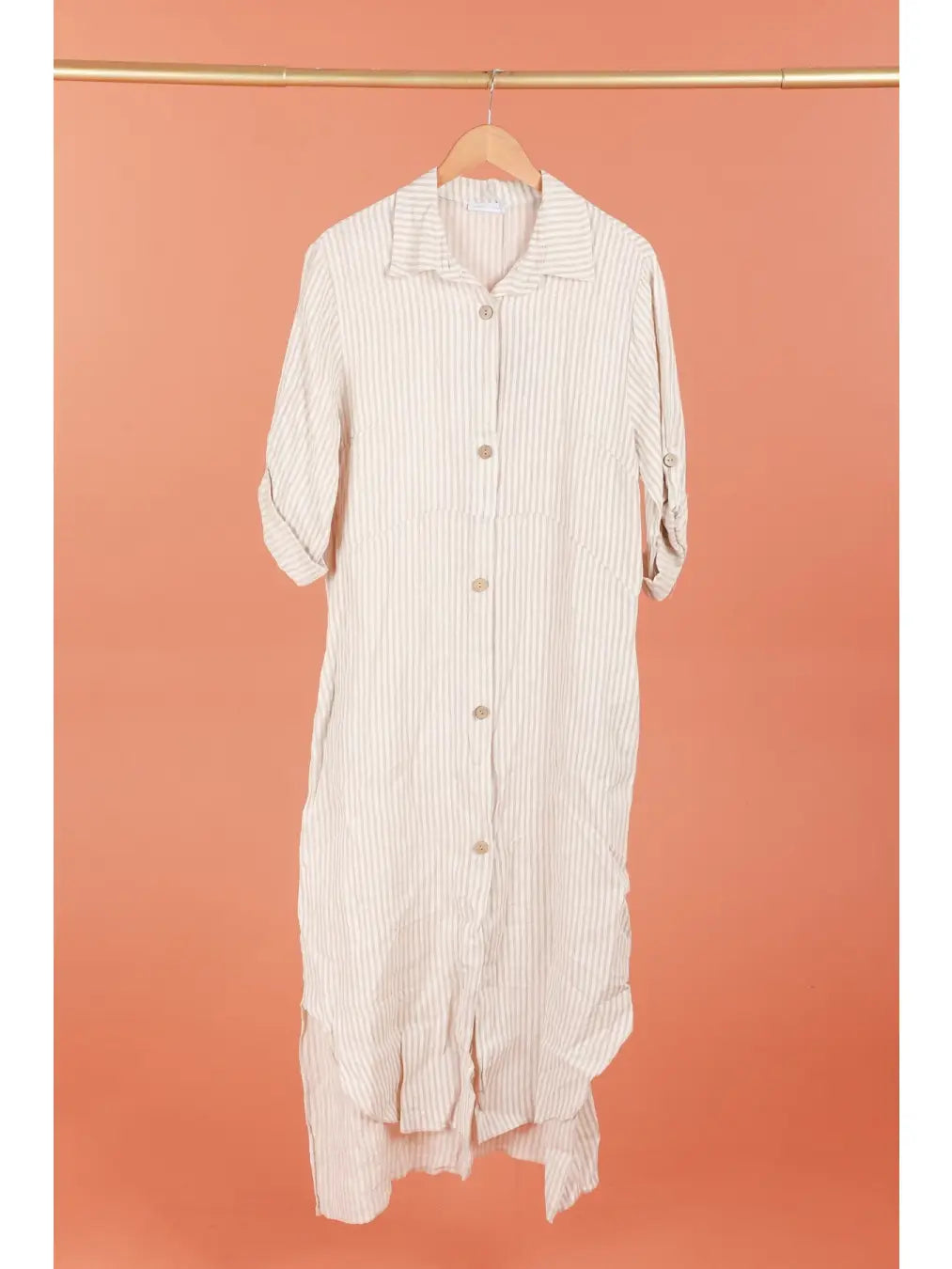 100% Linen Shirt Dress–Made in Italy