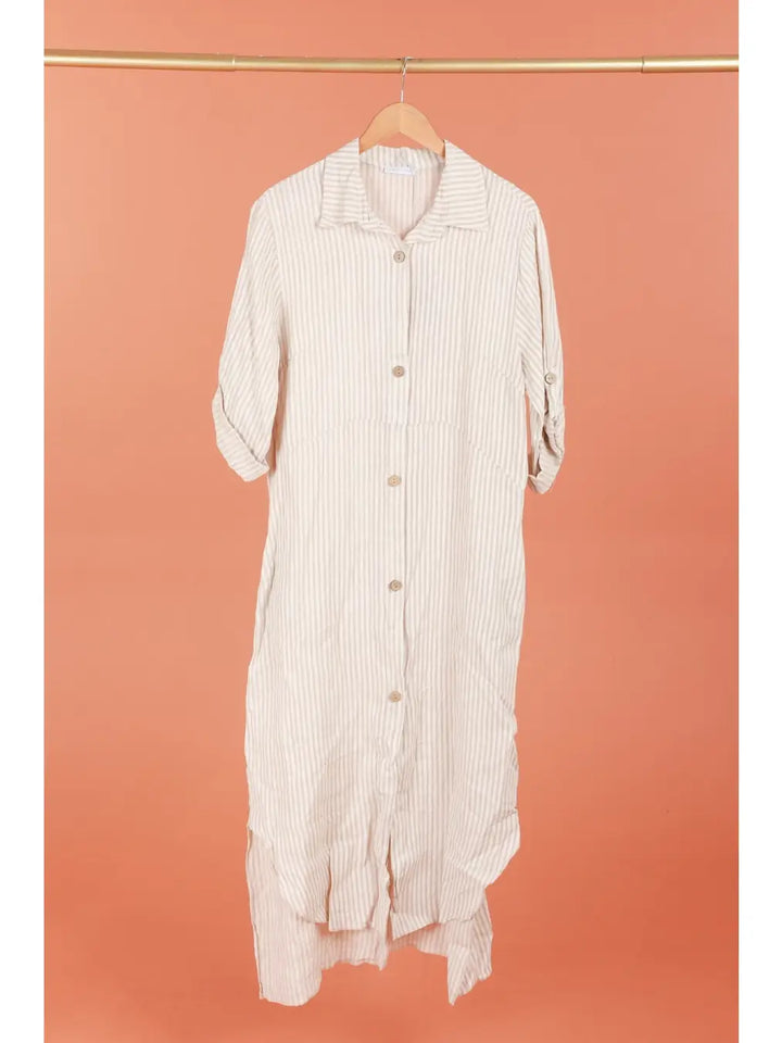 100% Linen Shirt Dress–Made in Italy