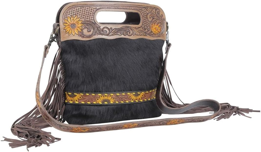 Black Velvet Tooled Crossbody