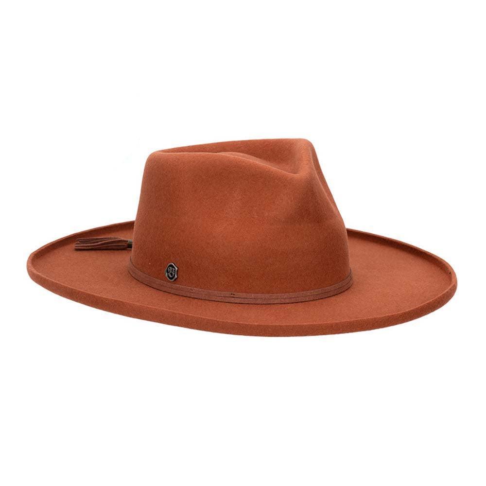 Colby Women's Wool Fedora - Cinnabar Flat Brim Hat – BELLISSIMA HANDBAGS