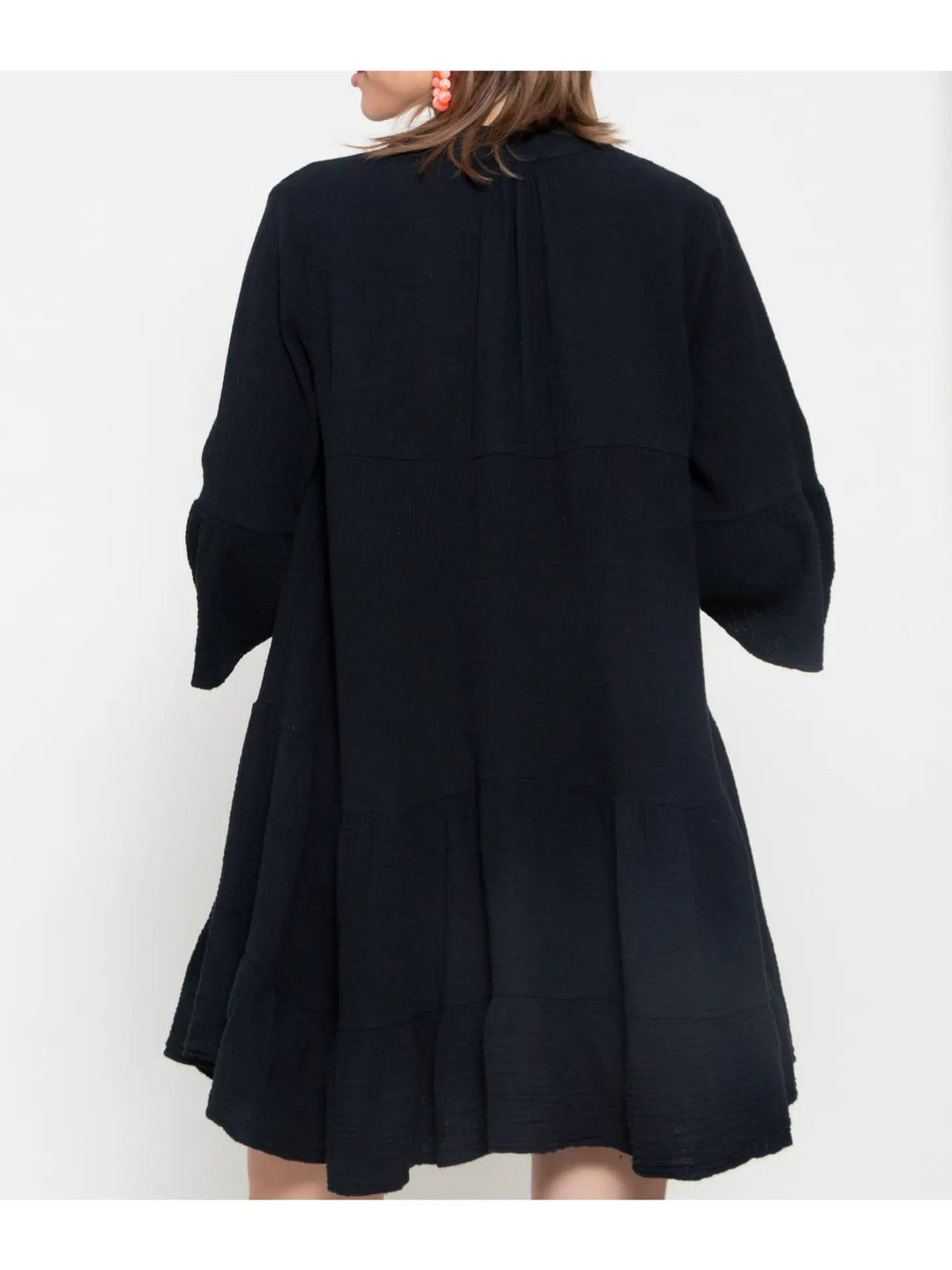 Italian Cotton Gauze Dress-3/4 Sleeve