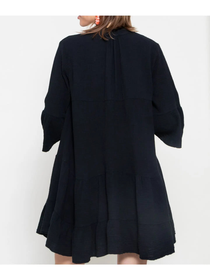 Italian Cotton Gauze Dress-3/4 Sleeve