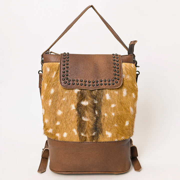 Deer Animal Leather Backpack Front View