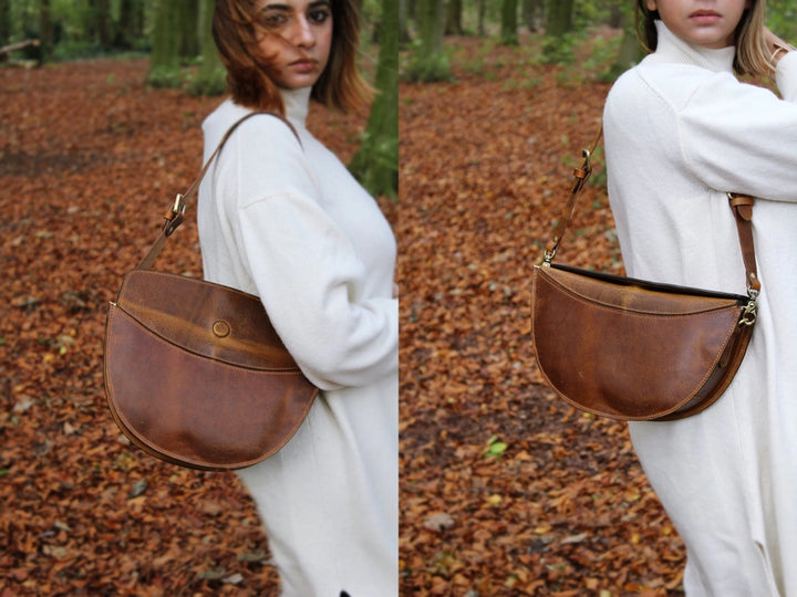 Leather Half-Moon Shoulder Bag