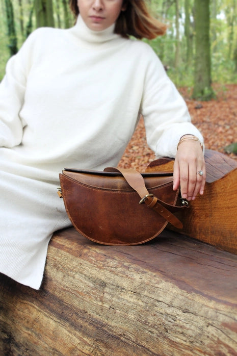 Leather Half-Moon Shoulder Bag