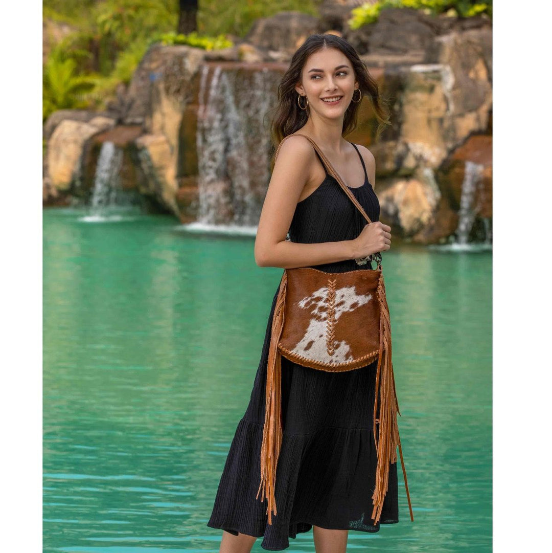 Edgy Cowhide Fringe Shoulder Bag