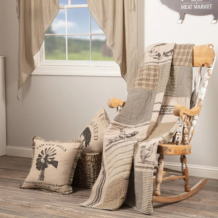 Charcoal Farm Animal Quilted Throw–Sawyer Mill